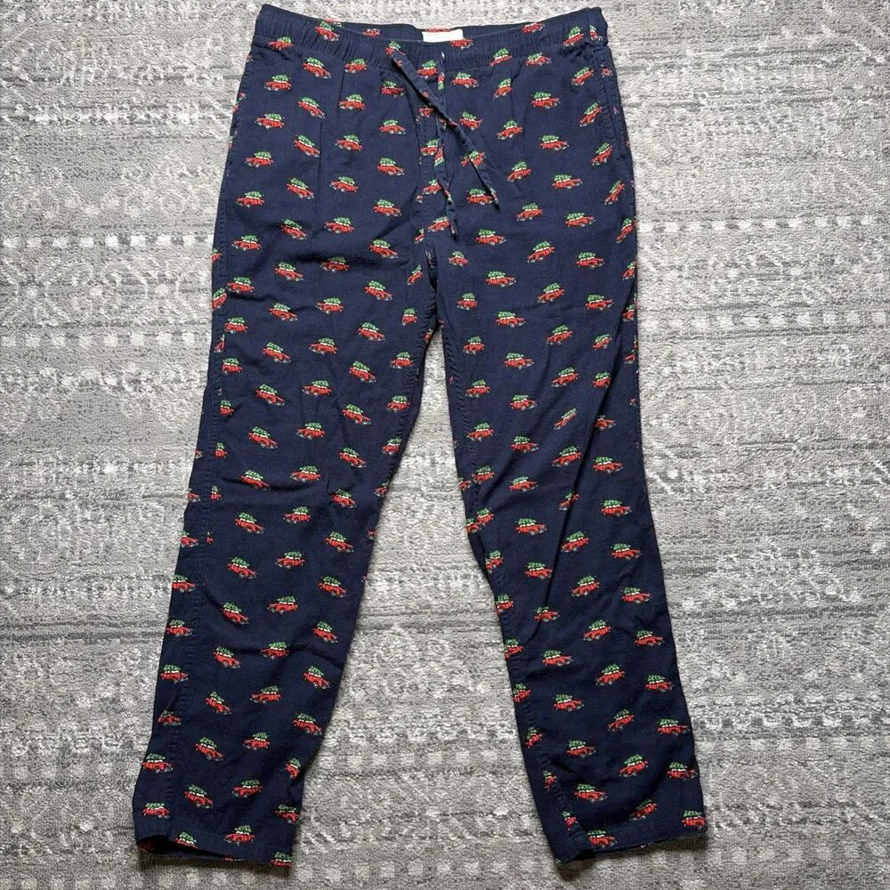 J.Crew Men's Christmas Tree Car Flannel Pajama Pants Large Cotton Holiday